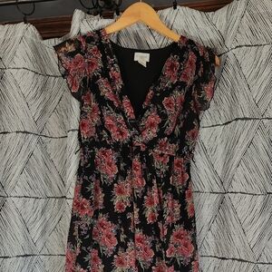 Floral Black and Pink Women's Dress